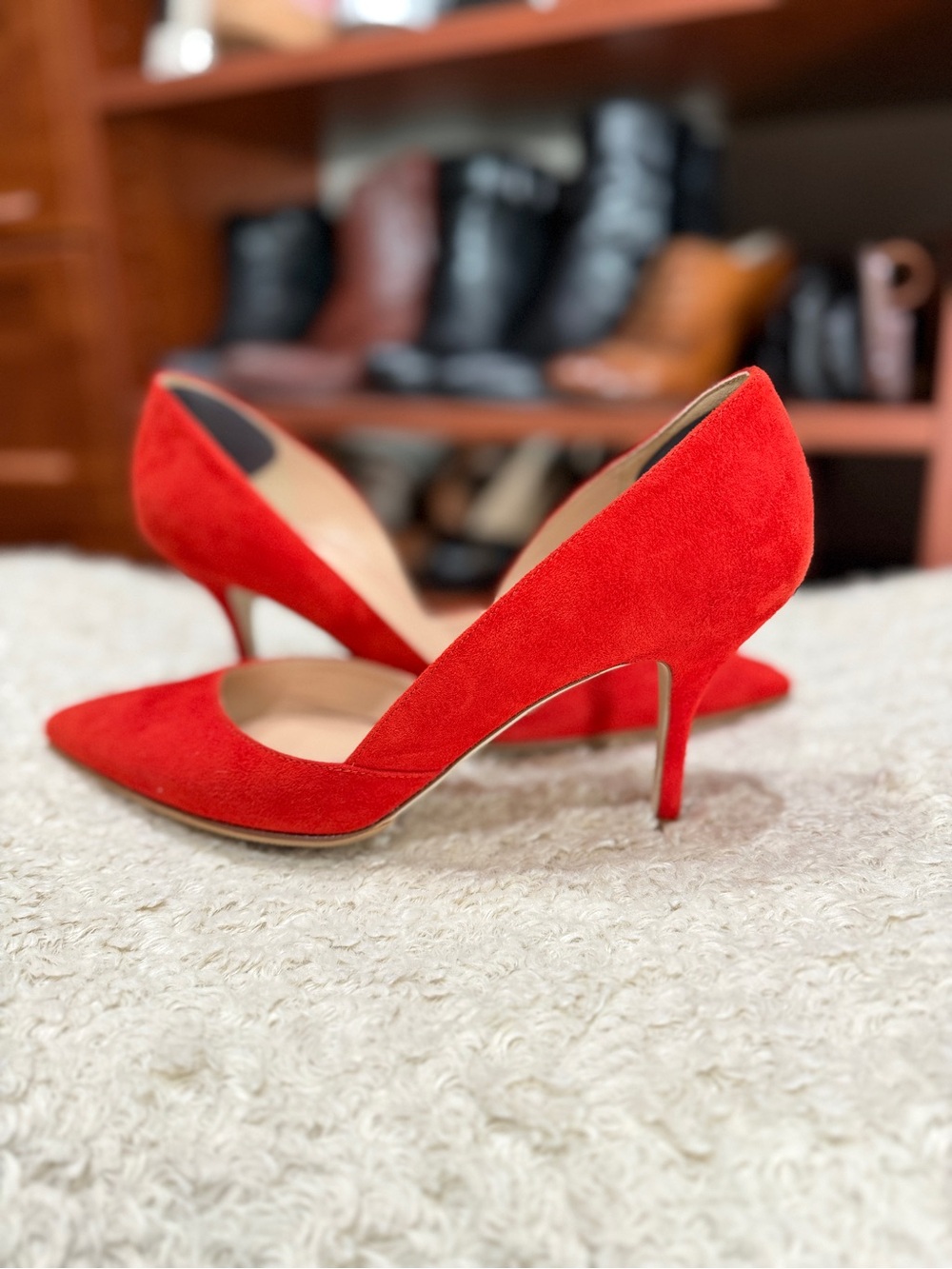 J. Crew Colette Red Suede Pointed-Toe Stiletto Pumps